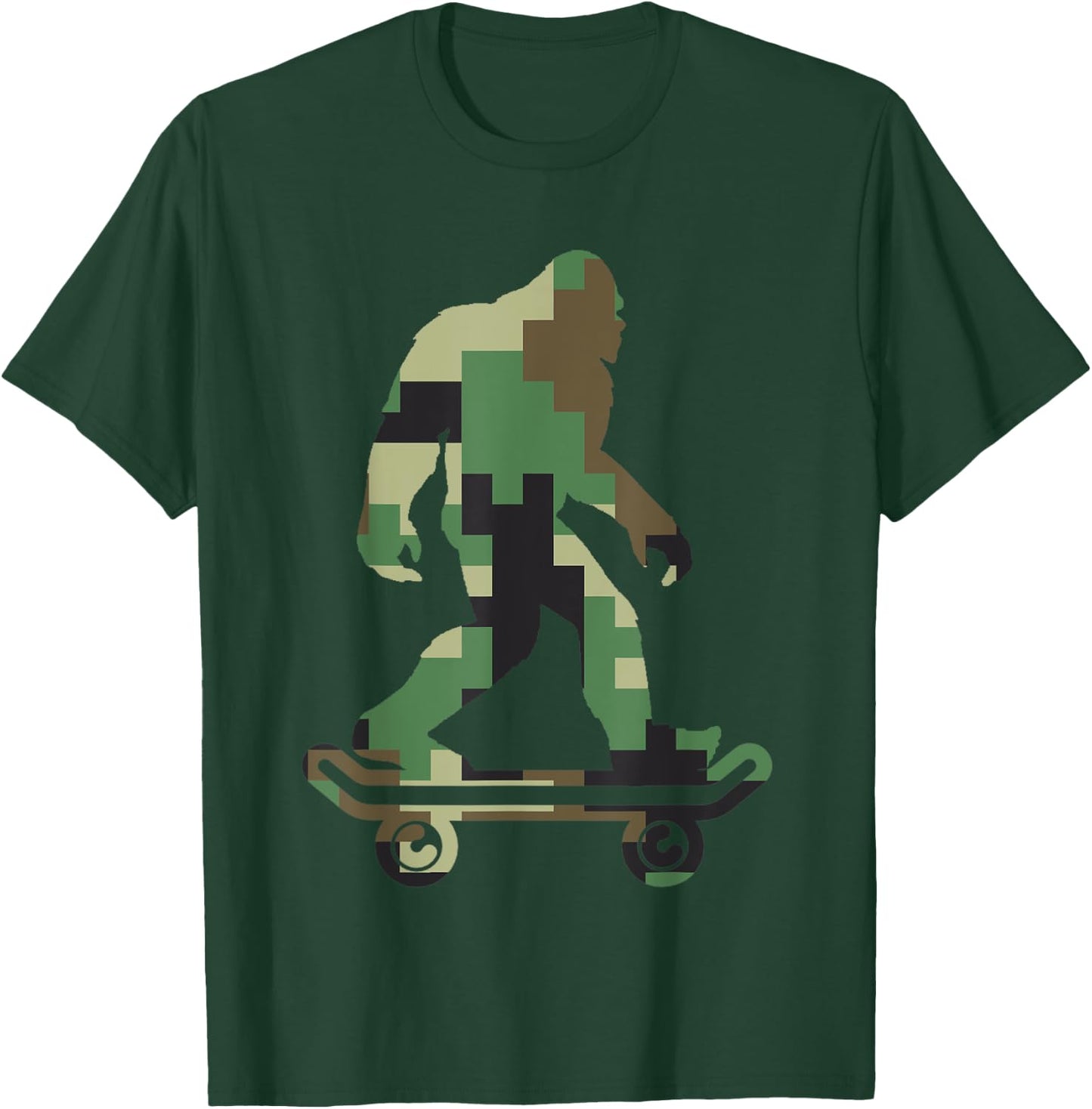 Retro Skater Hide and Seek Champion Apparel Bigfoot Camouflage Skateboarders Sasquatch Skateboarding T-Shirt - T-Shirt | Forest