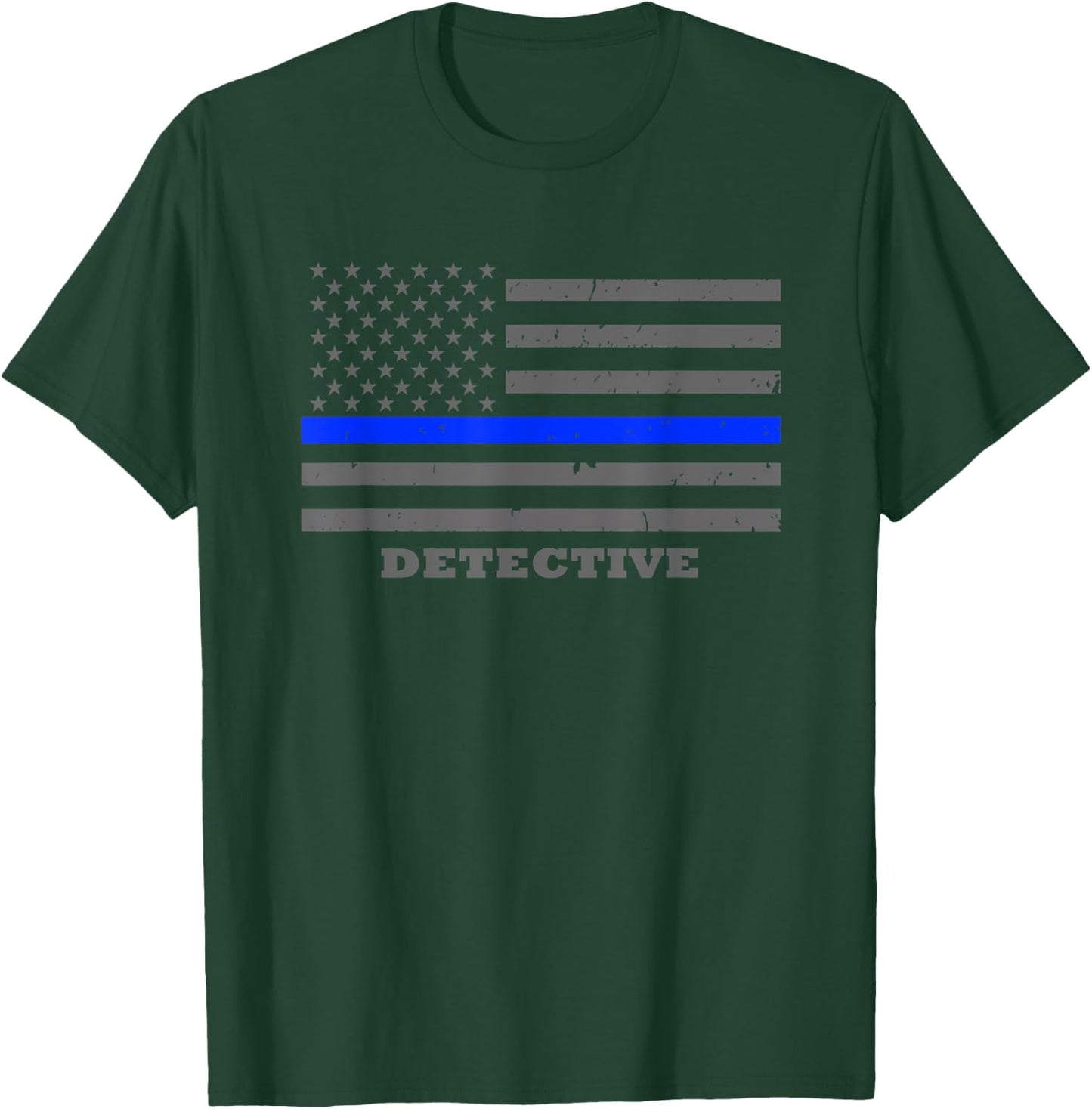 Police Detective Gift - Thin Blue Line American Flag T-Shirt - T-Shirt | Forest
