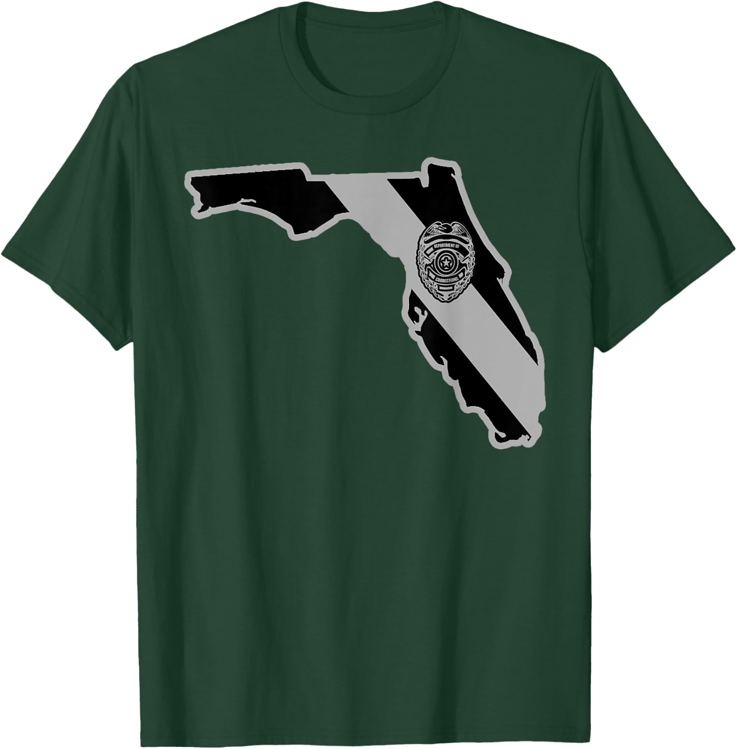 Florida Correctional Officer Thin Silver Line Florida Shirt T-Shirt - T-Shirt | Forest