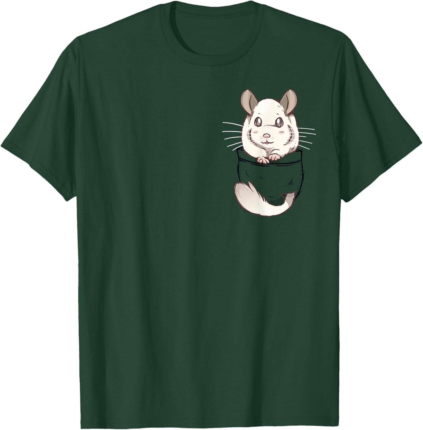 Pocket Cute White Fur Chinchilla T-Shirt - T-Shirt | Forest