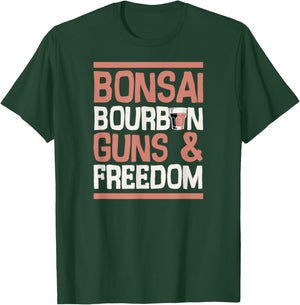 Bonsai Bourbon Guns And Freedom USA Patriotic Dad American T-Shirt - T-Shirt | Forest