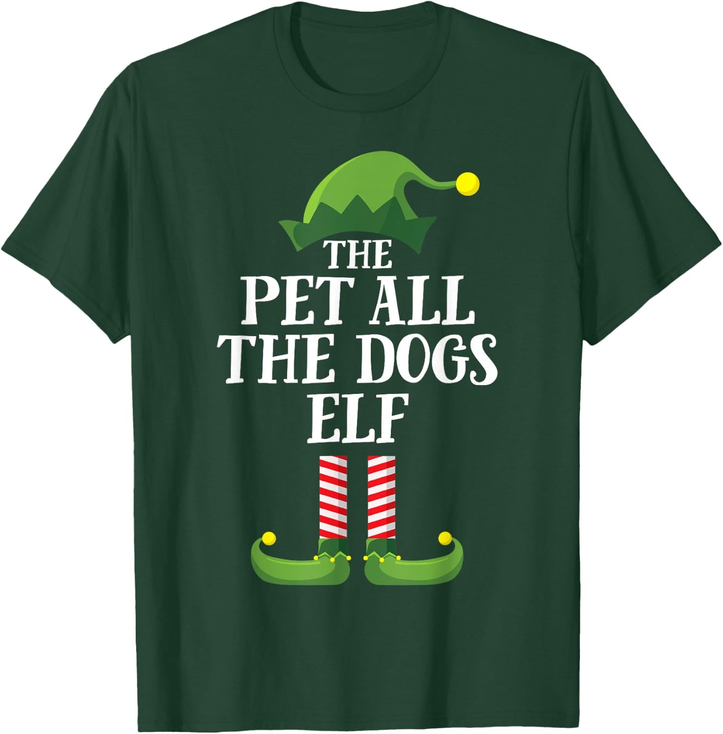 Pet All the Dogs Elf Shirt Matching Family Group Christmas T-Shirt - T-Shirt | Forest