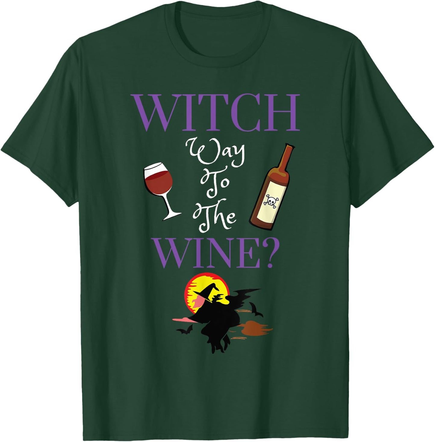 Witch Way To The Wine Women Halloween Booze Drinking Women T-Shirt - T-Shirt | Forest