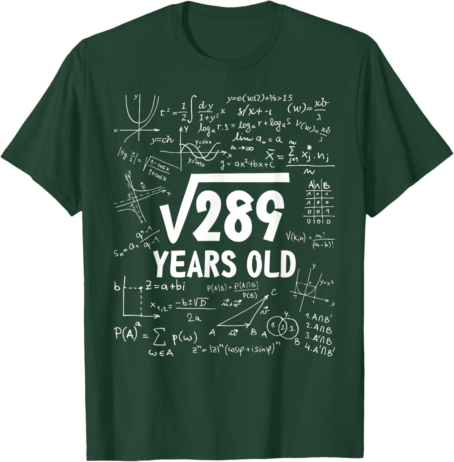 17th Birthday Square Root of 289 17 Yrs Years Old Boy Math T-Shirt - T-Shirt | Forest