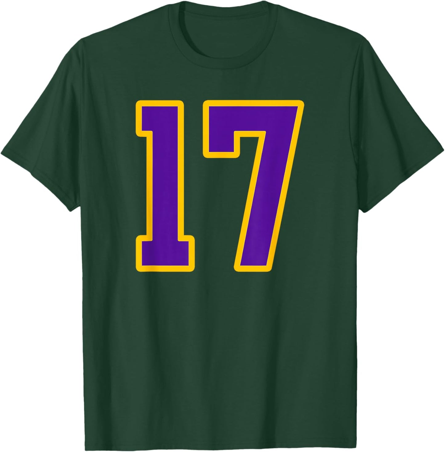 Purple and Gold Number 17 Jersey Player Uniform #17 Fan T-Shirt - T-Shirt | Forest
