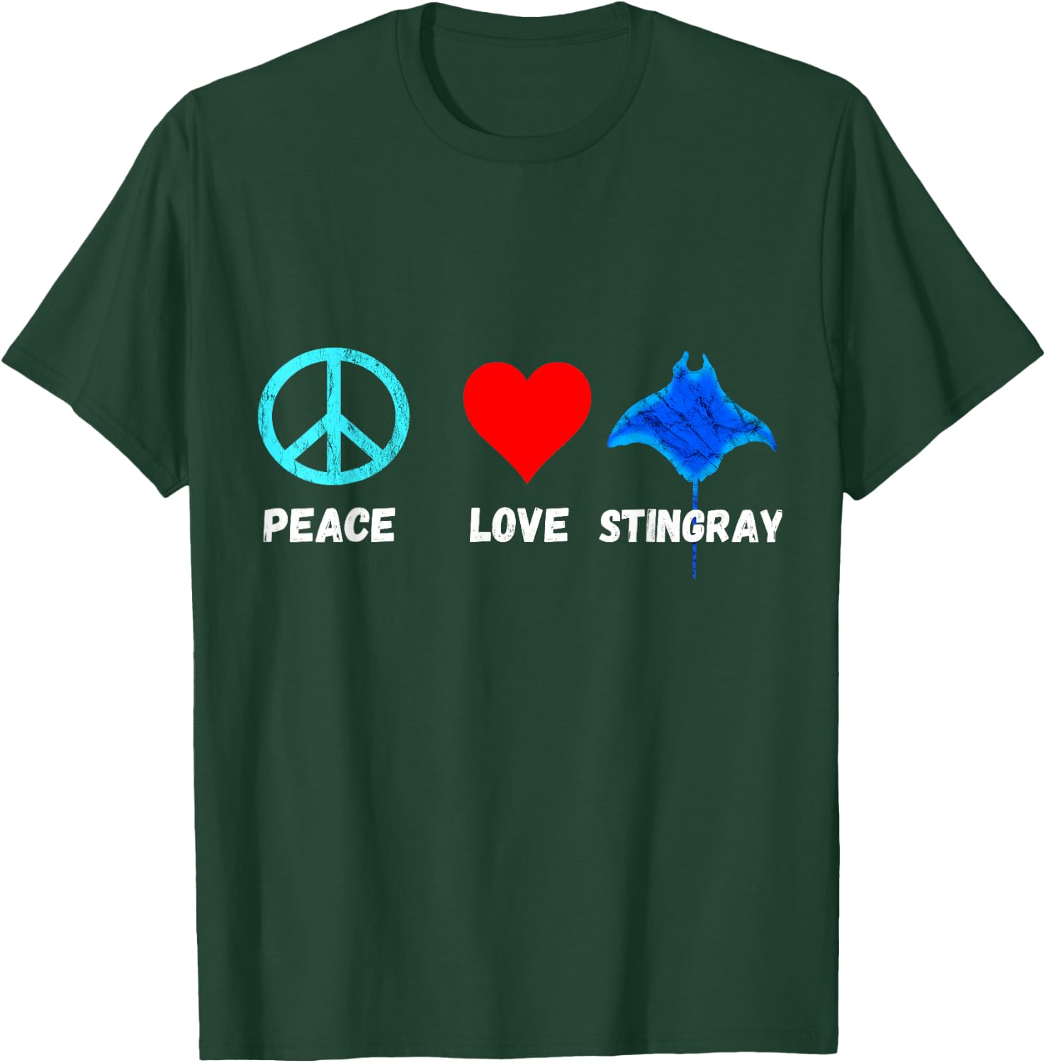 Stingray Peace Love Manta Ray Sea Life Water Animals T-Shirt - T-Shirt | Forest