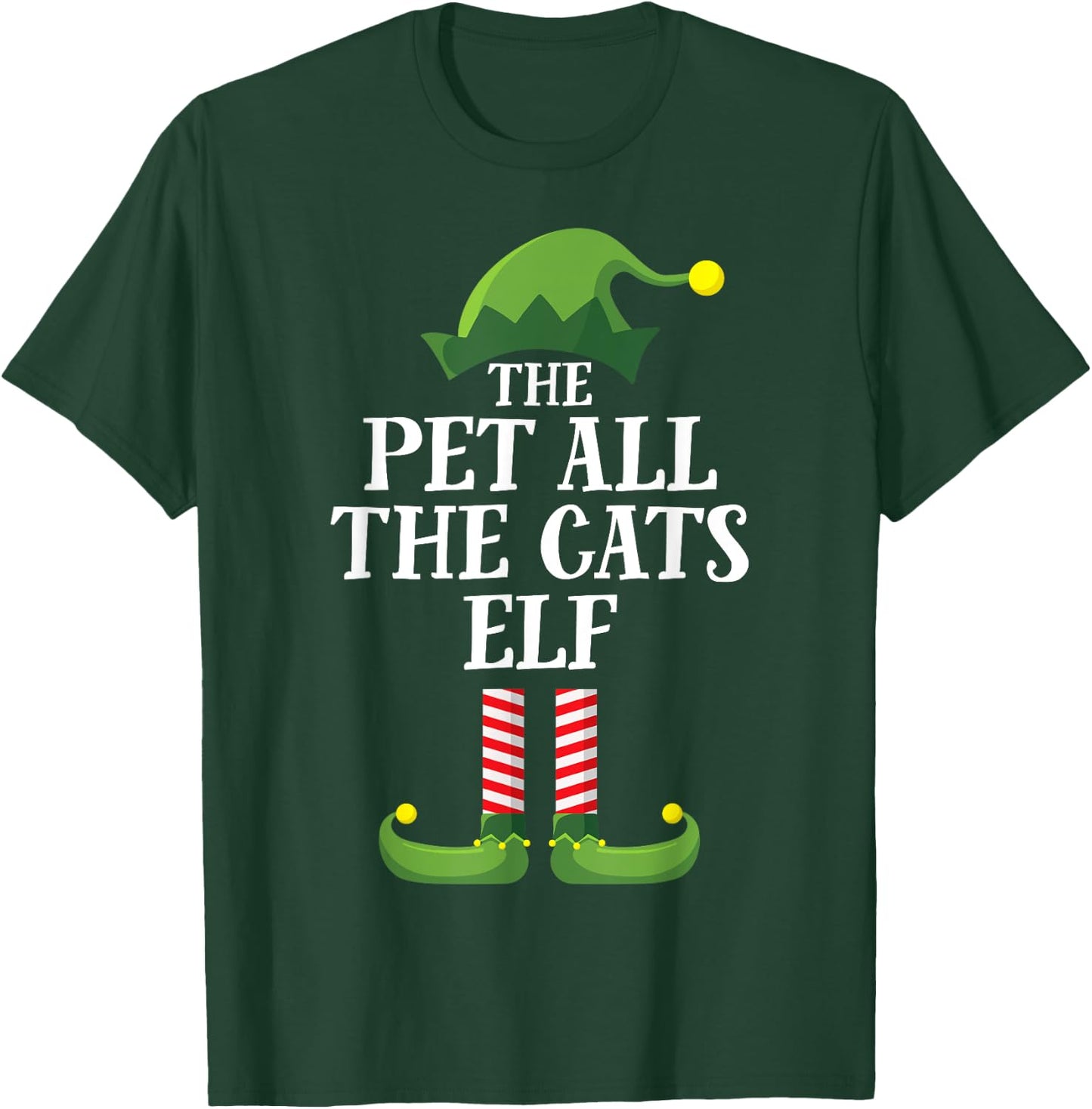 Pet All The Cats Elf Matching Family Group Christmas Pyjamas T-Shirt - T-Shirt | Forest