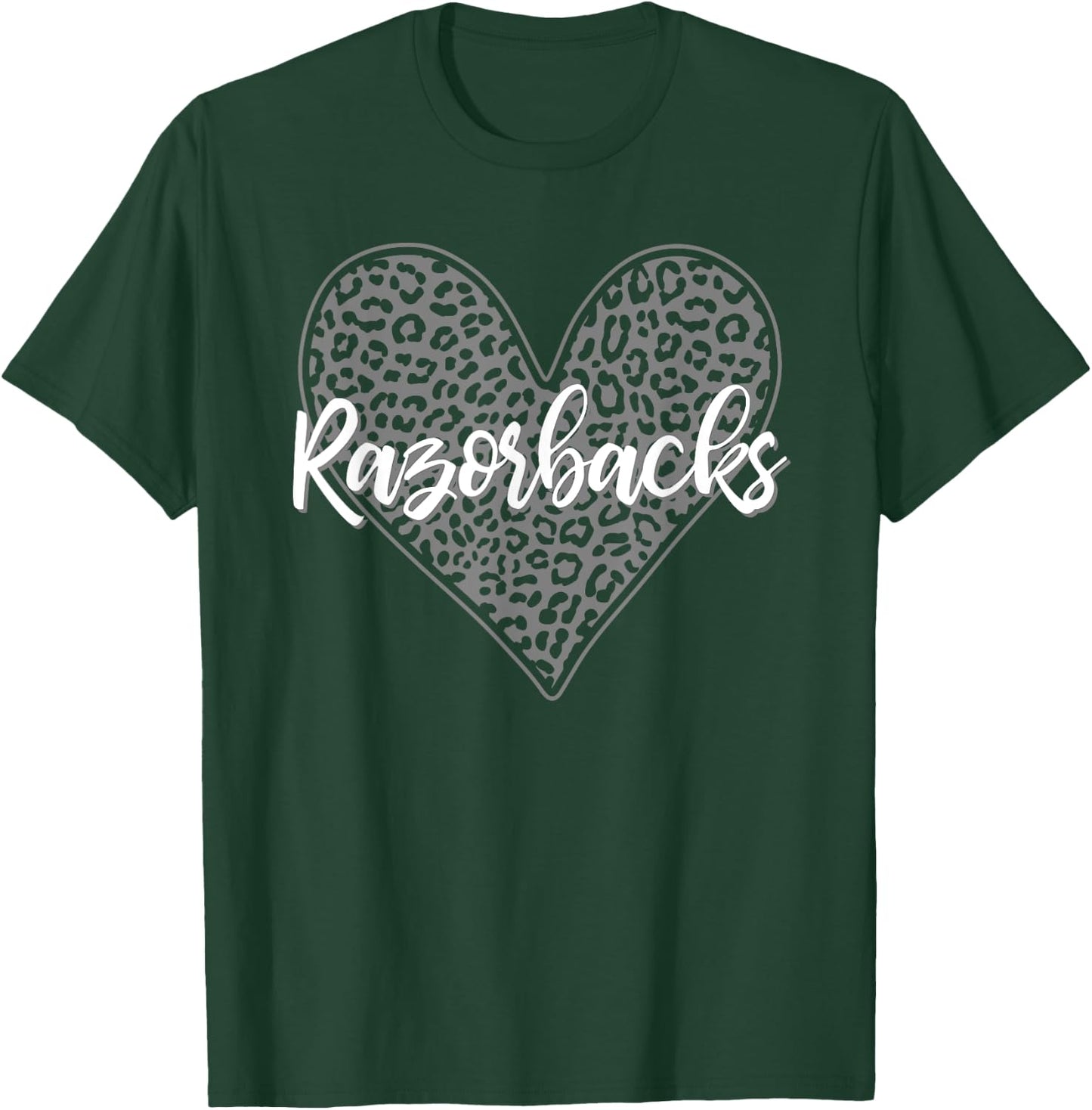 Razorbacks Cross Creek Leopard Heart Pattern HS T-Shirt - T-Shirt | Forest