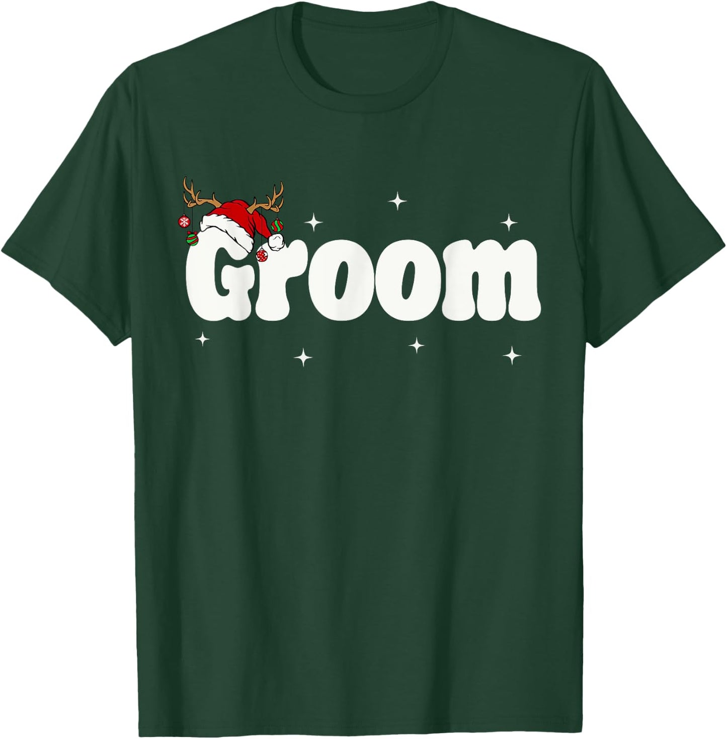 Groom Bride Santa Couples Christmas Outfits Xmas Pajamas T-Shirt - T-Shirt | Forest