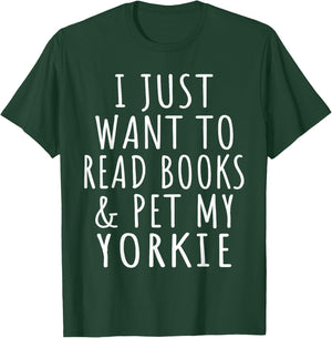 Yorkie Mama Read Books & Pet My Yorkie Terrier Mom Dog Lover Men Women T-Shirt - T-Shirt | Forest