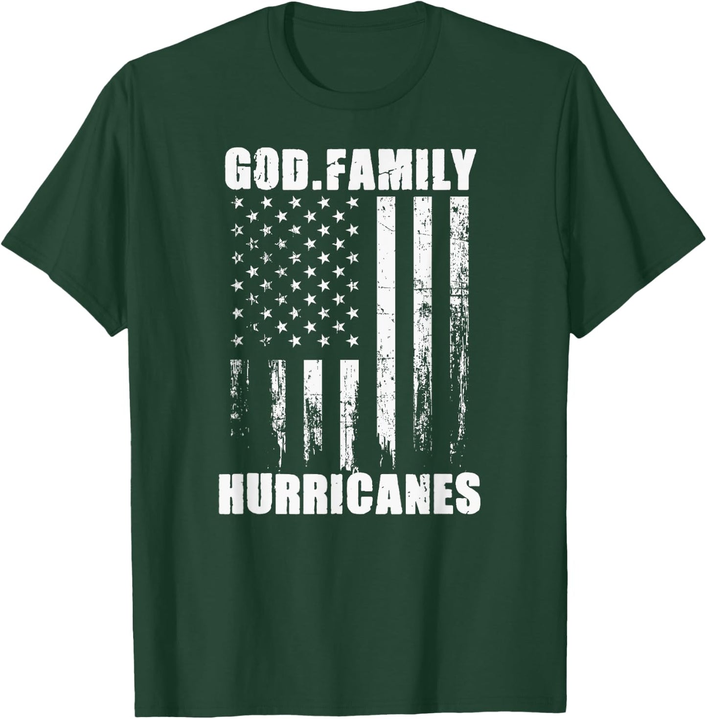 Flomaton Hurricanes God. Family. Vintage USA Flag T-Shirt - T-Shirt | Forest