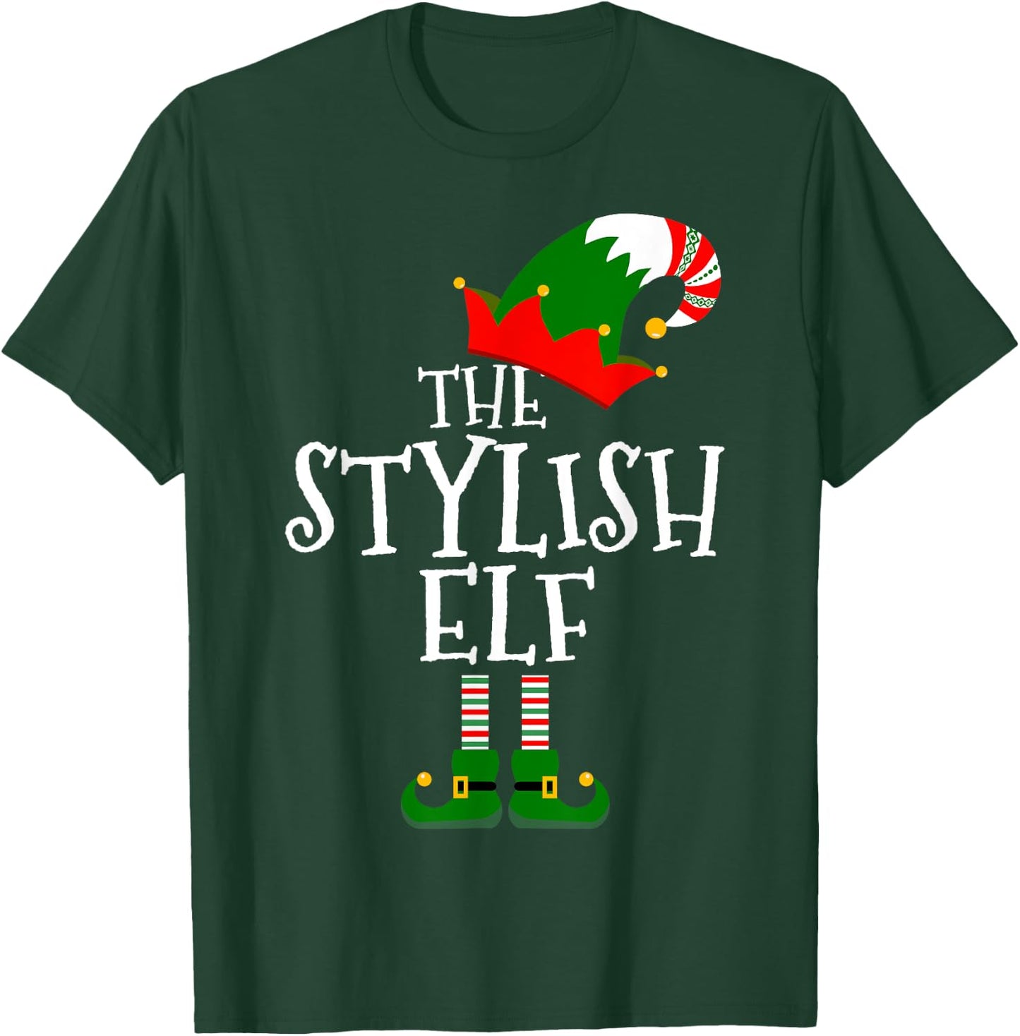 Funny The Stylish Elf Matching Family Group Gift Christmas T-Shirt - T-Shirt | Forest