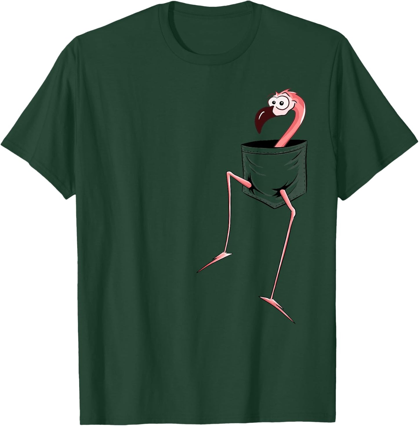 For Flamingo-Lovers l Fancy Pink Flamingo In A Pocket T-Shirt - T-Shirt | Forest