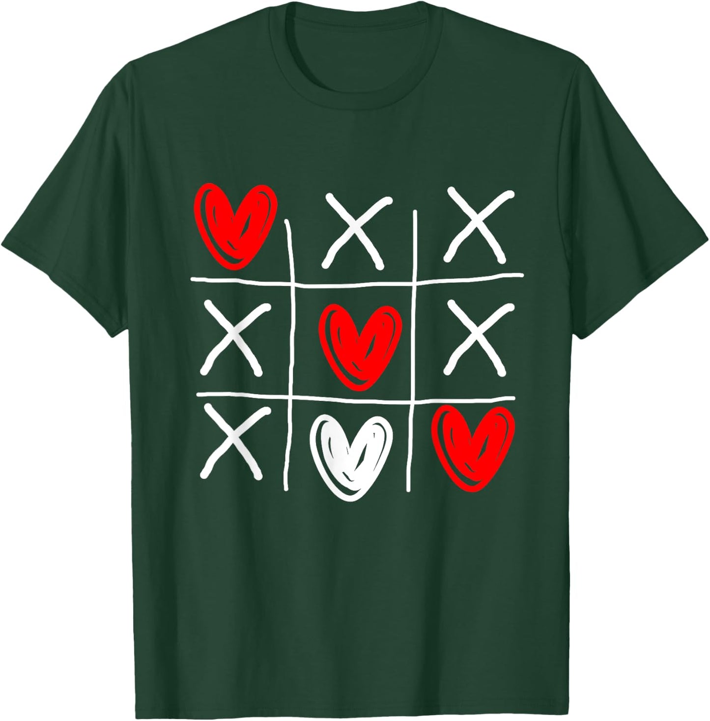 Tic Tac Toe Valentine's Day Love Heart In Love Couple Gift T-Shirt - T-Shirt | Forest