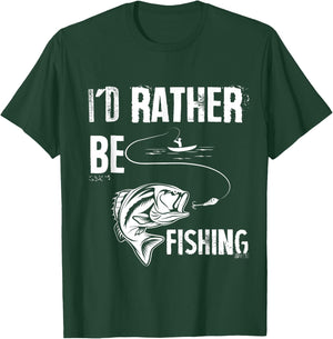 I'd Rather Be Fishing Funny T-Shirt - T-Shirt | Forest