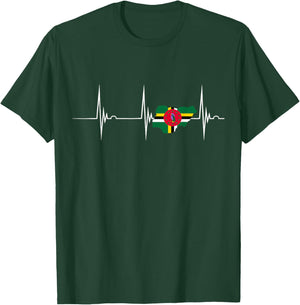 Dominica Flag Map Heartbeat EKG Pulse Dominican Roots T-Shirt - T-Shirt | Forest