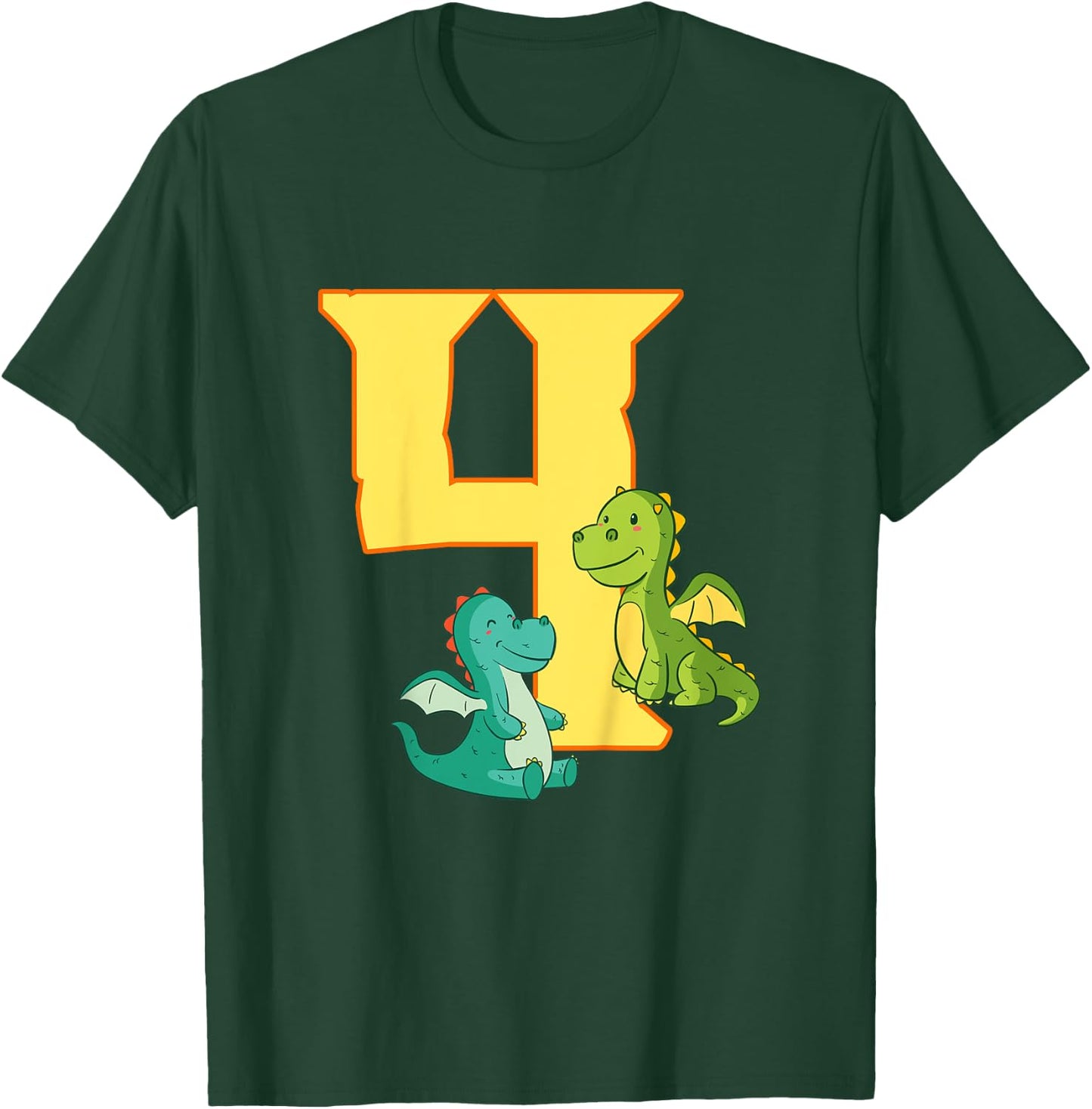 4th Birthday Dragon Gift 4 Years Old Dragon T-Shirt - T-Shirt | Forest