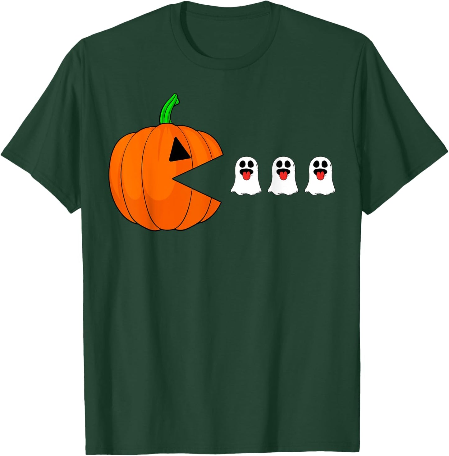 Halloween Gamer Pumpkin Eating Ghost Costume Men Boys Kids T-Shirt - T-Shirt | Forest