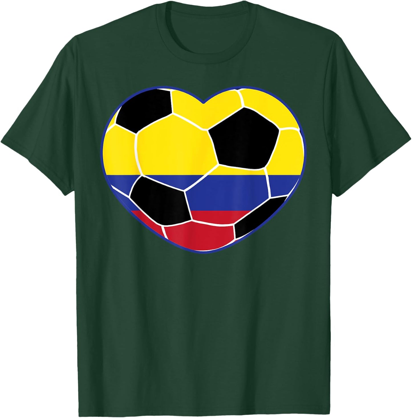 Colombia Soccer Ball Heart - Colombian Football Soccer T-Shirt - T-Shirt | Forest