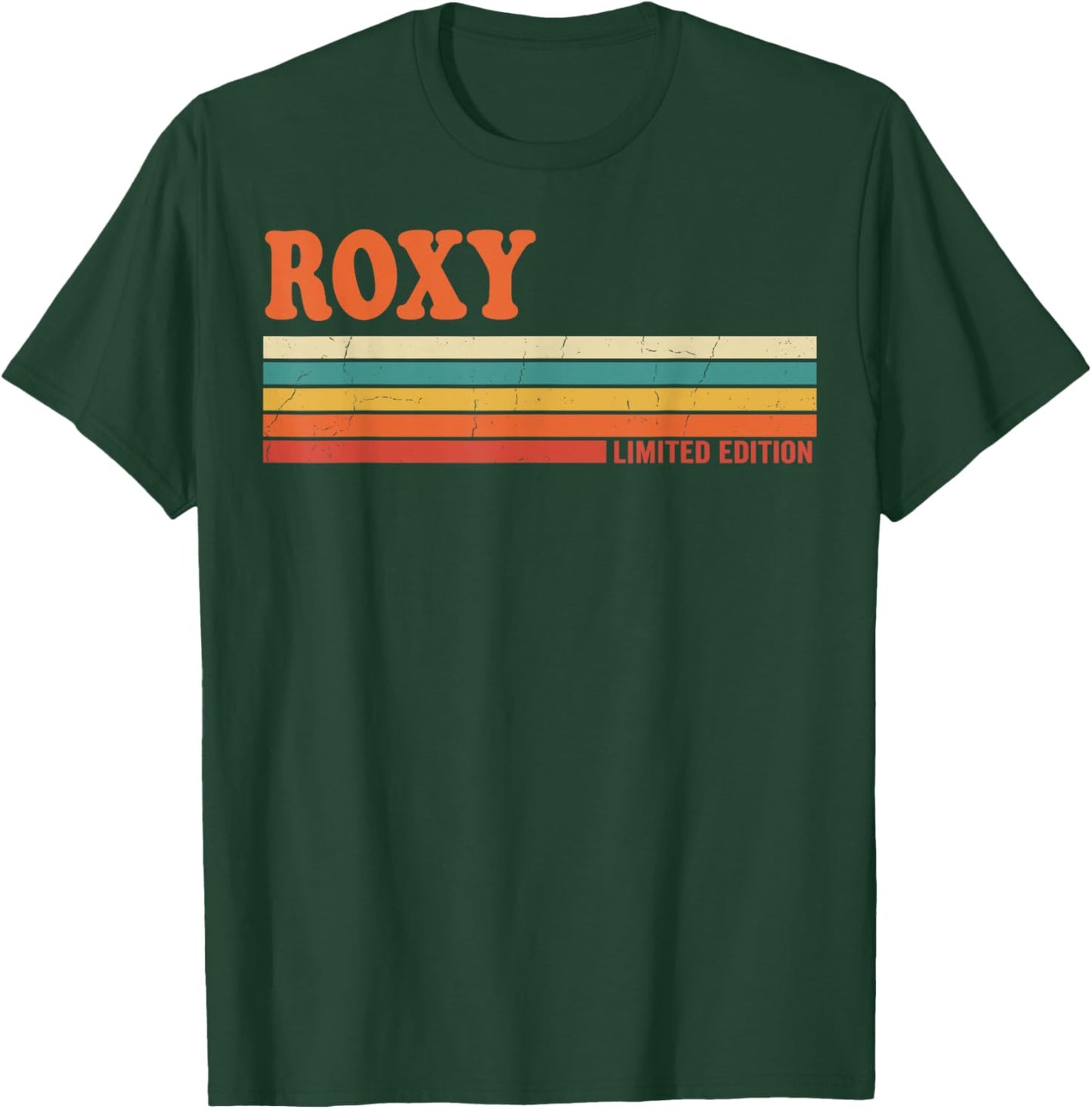Roxy Retro Personalized First Name Vintage Stripes T-Shirt - T-Shirt | Forest