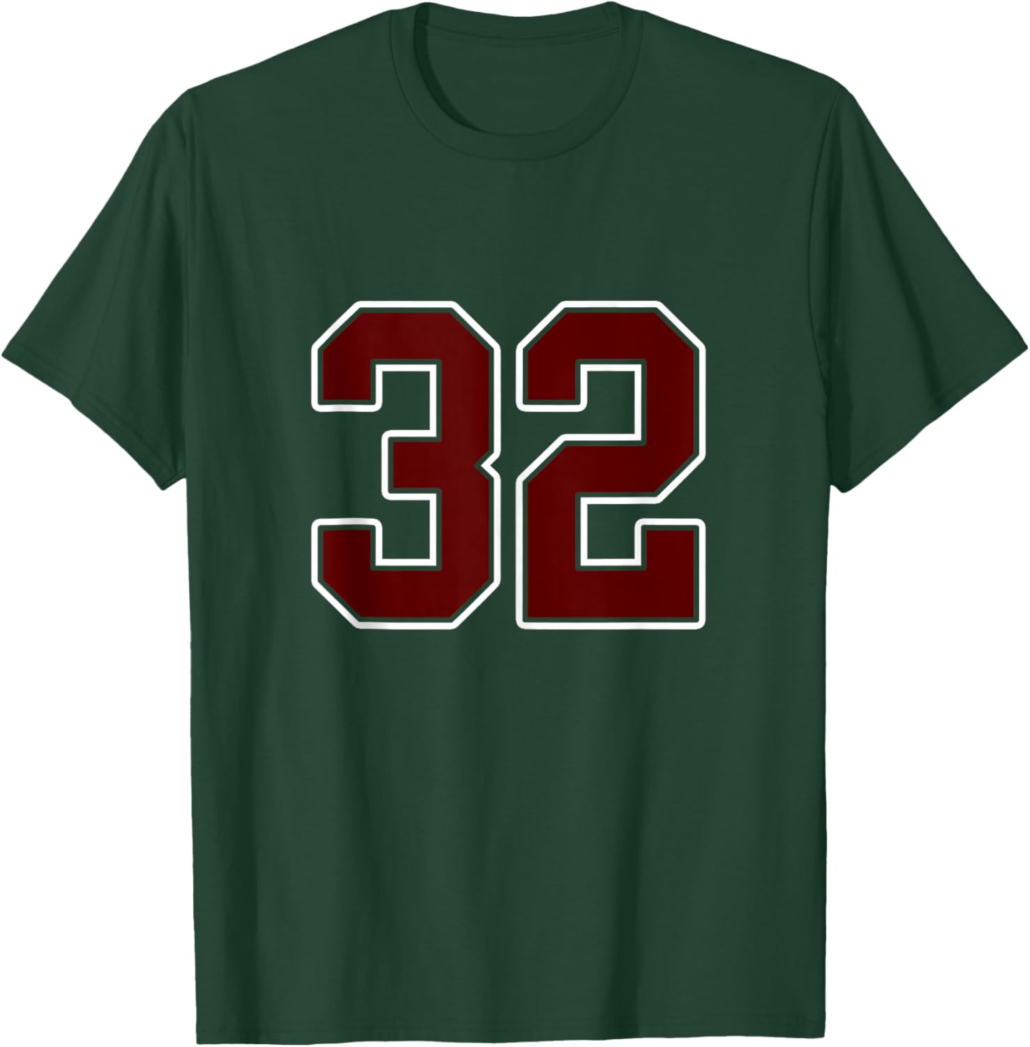 Maroon and White Number 32 Jersey Player Uniform #32 Fan T-Shirt - T-Shirt | Forest