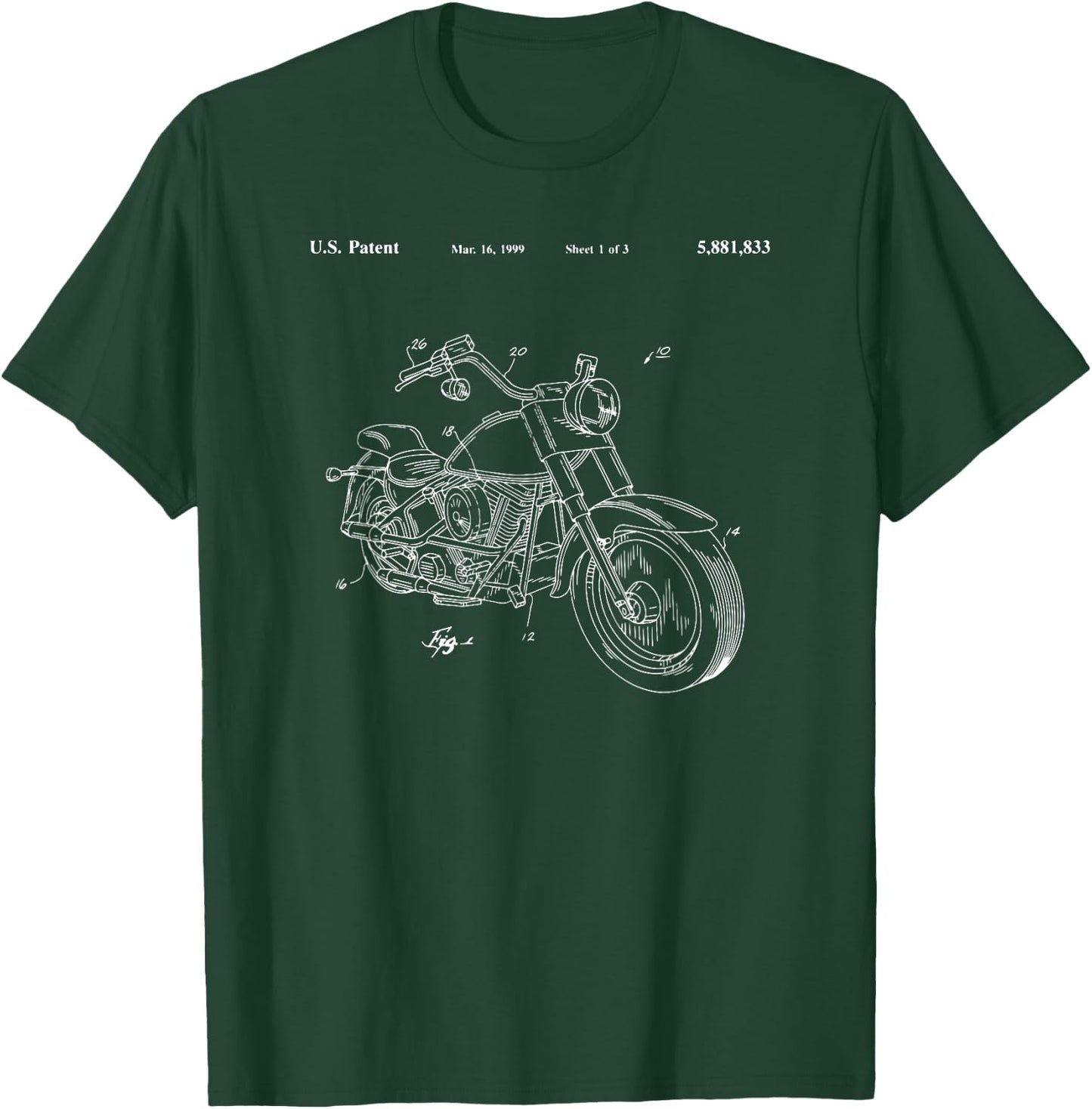 Classic Vintage Patent Print 1999 Motorbike T-Shirt - T-Shirt | Forest