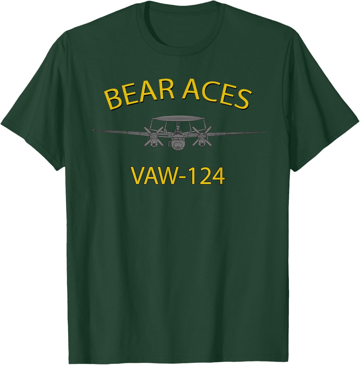 VAW-124 "Bear Aces" Squadron E-2 Hawkeye T-Shirt - T-Shirt | Forest
