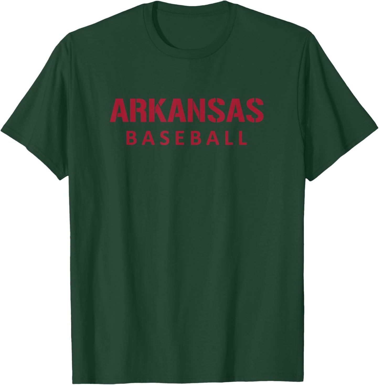 Arkansas Baseball Block and Stencil Font T-Shirt - T-Shirt | Forest