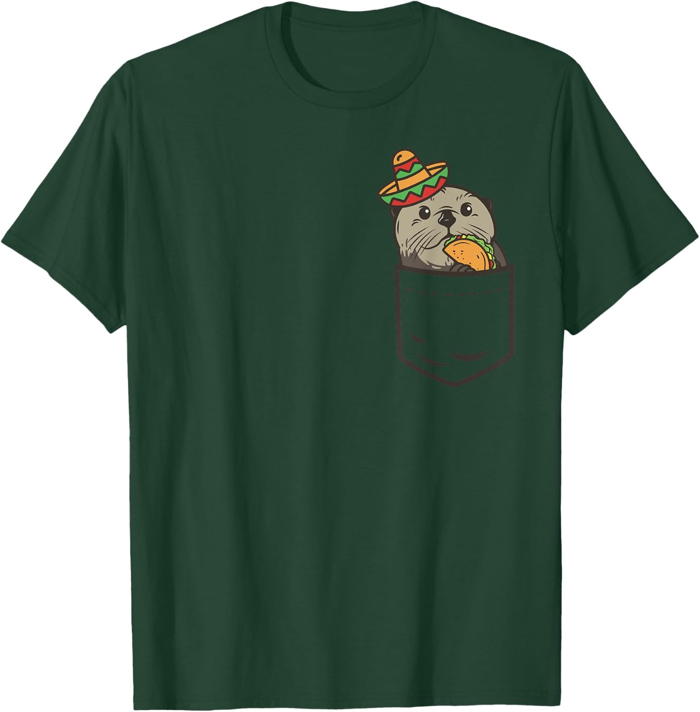 Cute Pocket Otter Cinco De Mayo Shirt Mexican Animal Taco T-Shirt - T-Shirt | Forest