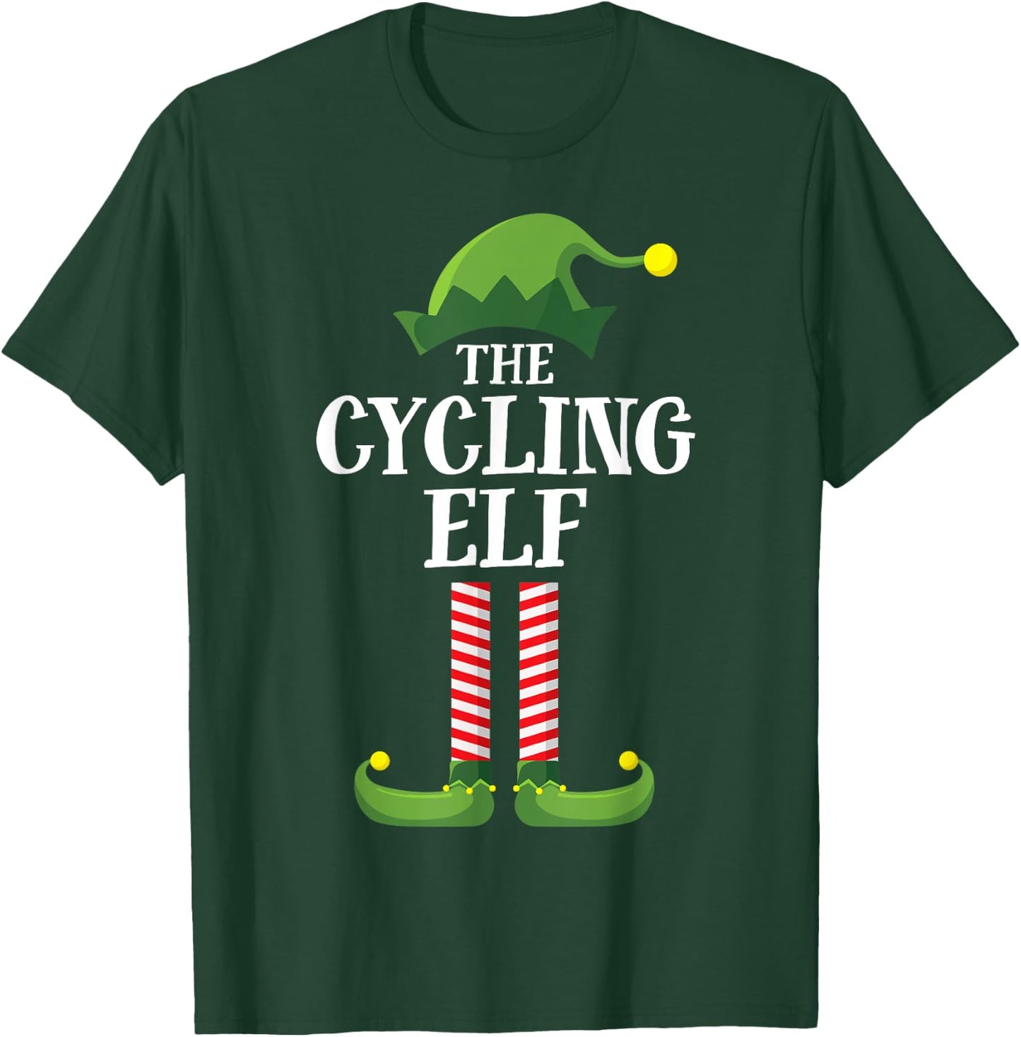 Cycling Elf Matching Family Group Christmas Party Pyjamas T-Shirt - T-Shirt | Forest