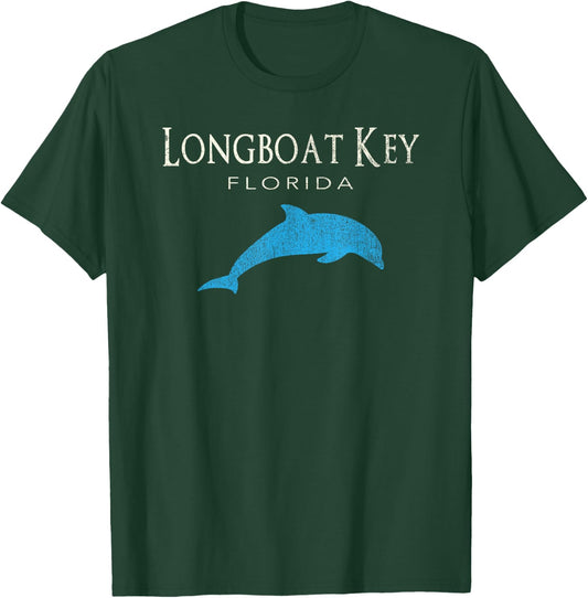Vintage Longboat Key FL Dolphin T Shirt T-Shirt - T-Shirt | Forest