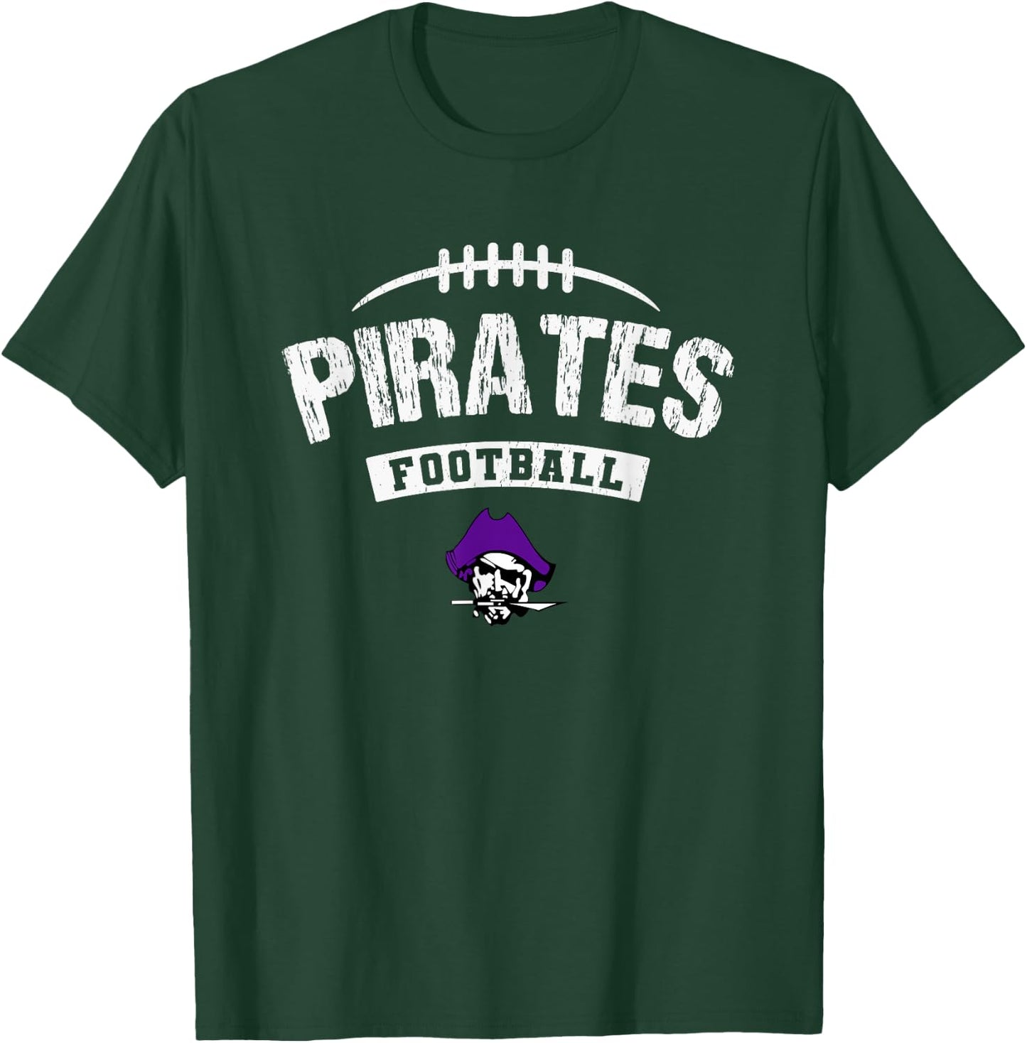 Merrillville Pirates Logo Football Distressed HS T-Shirt - T-Shirt | Forest