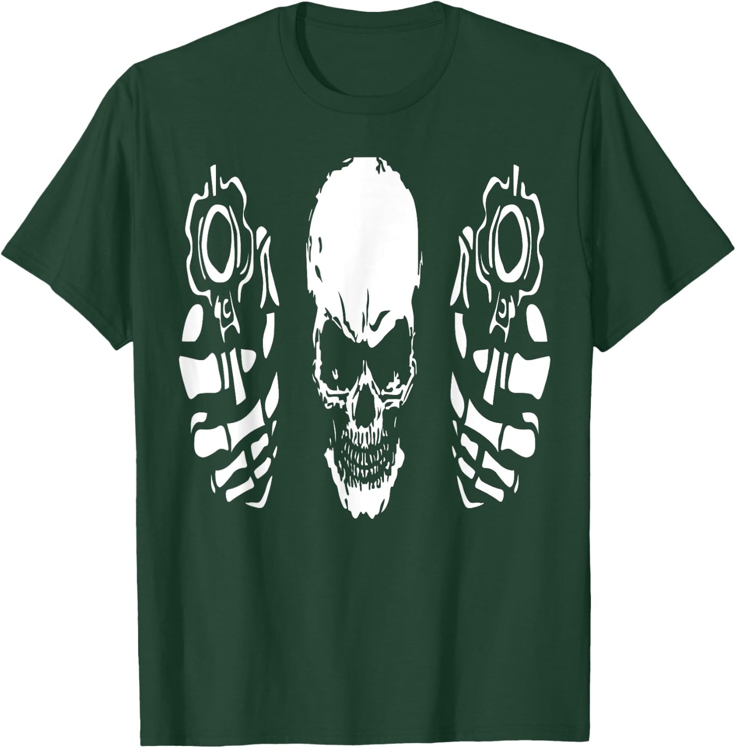 Skeleton Skull Double Gun Revolvers Skull Head ARRR T-Shirt - T-Shirt | Forest