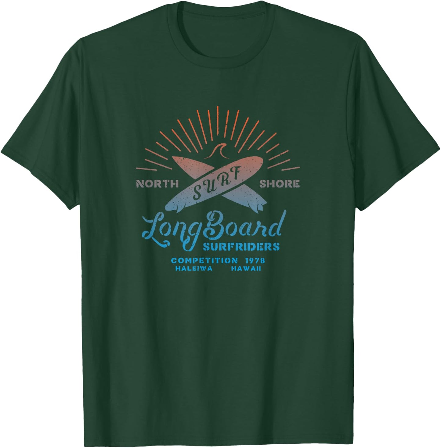 Retro North Shore Longboard Surf 1978 T-Shirt - T-Shirt | Forest