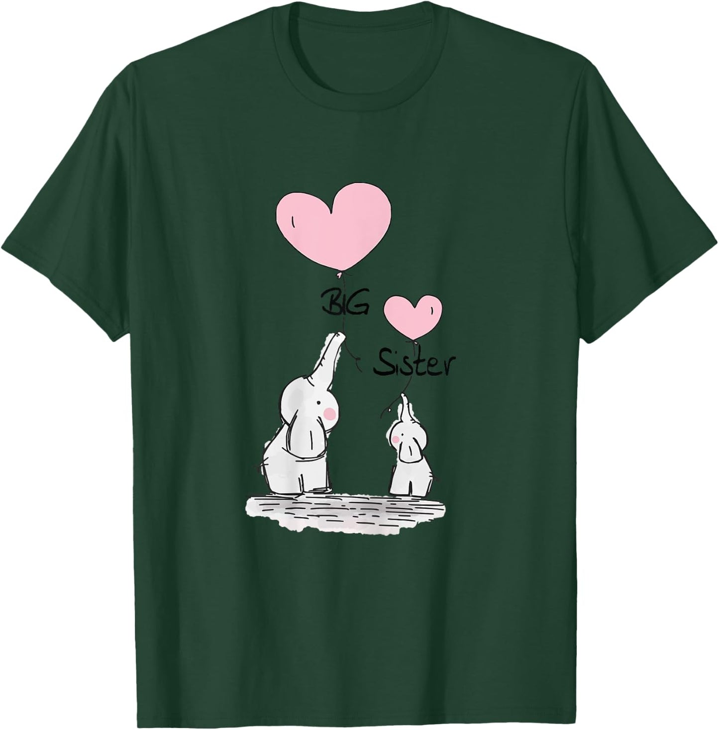 Big Sister Cute Elephants Gift Toddler Siblings T-Shirt - T-Shirt | Forest