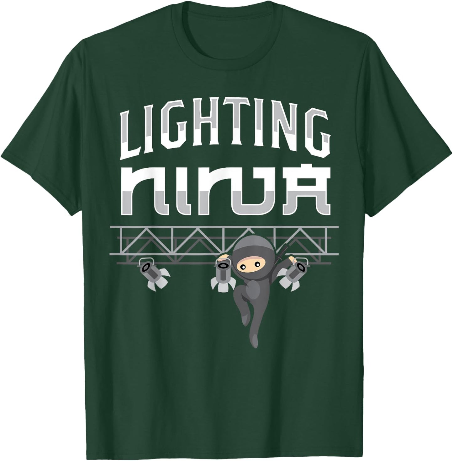Lighting Ninja Electric Lights Technician Tech T-Shirt - T-Shirt | Forest