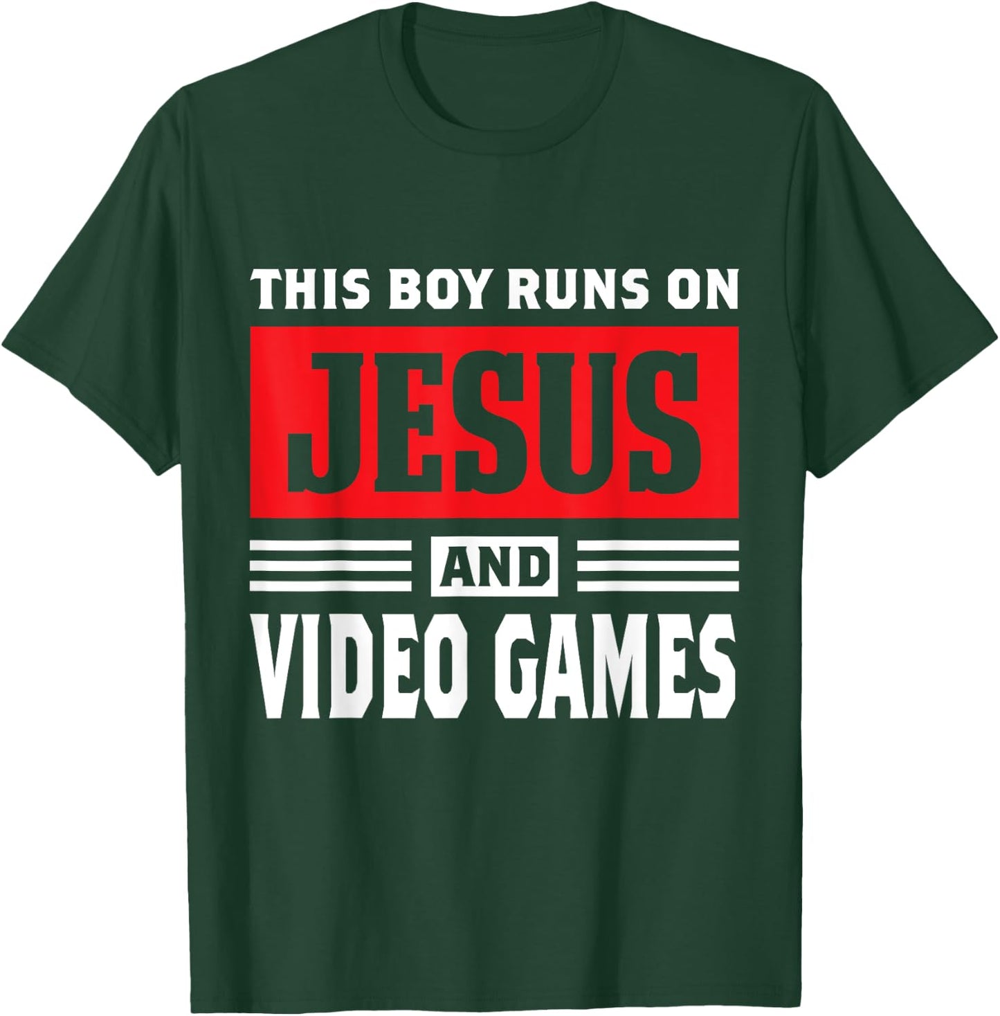 This Boy Runs On Jesus And Video Games Christian Gift T-Shirt - T-Shirt | Forest