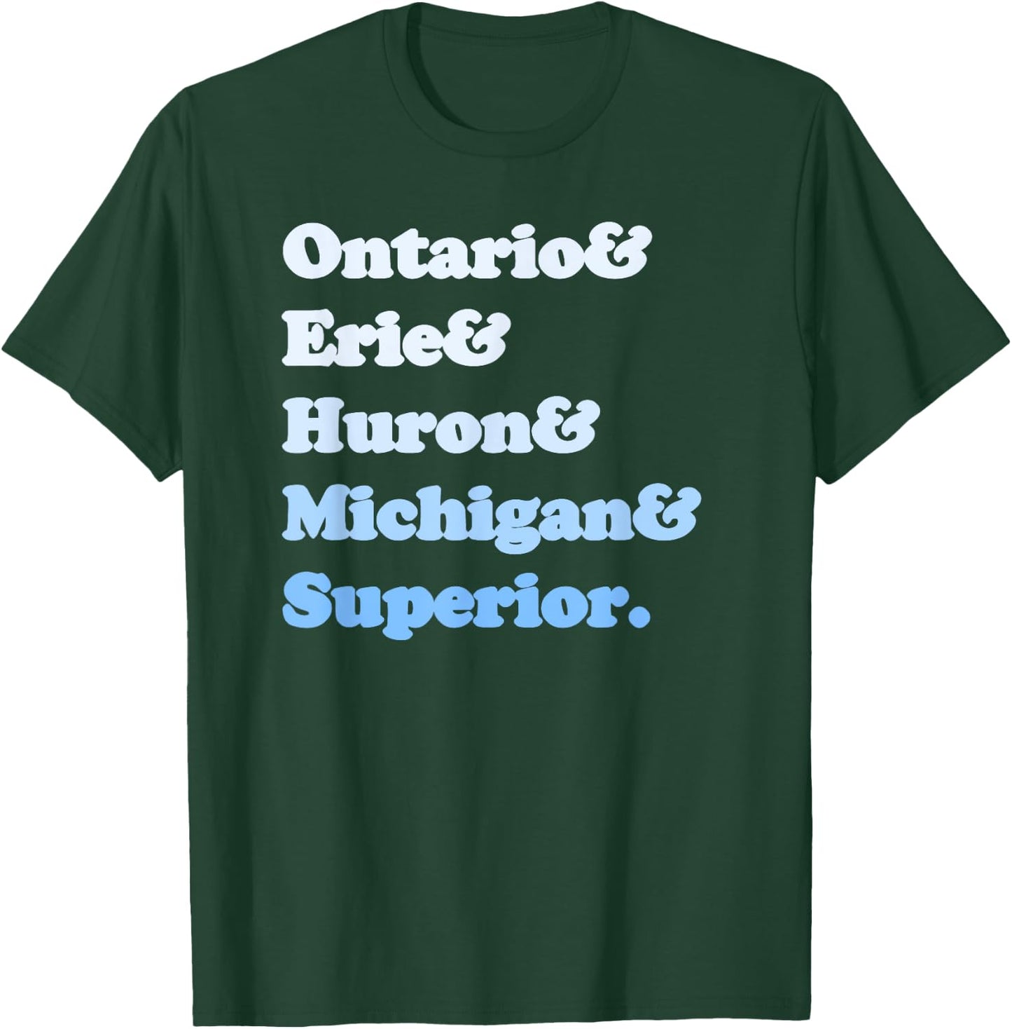 Retro Great Lake Lakes Huron Erie Michigan Superior Ontario T-Shirt - T-Shirt | Forest
