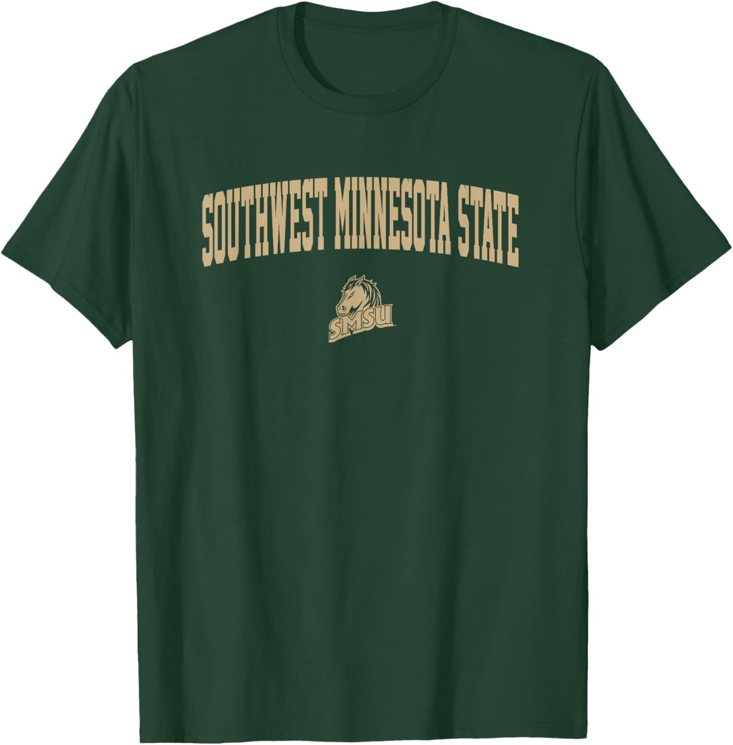 Southwest Minnesota State SMSU Mustangs One Color Arch Logo T-Shirt - T-Shirt | Forest