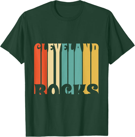 Cleveland Rocks Retro Vintage Shirt T-Shirt - T-Shirt | Forest