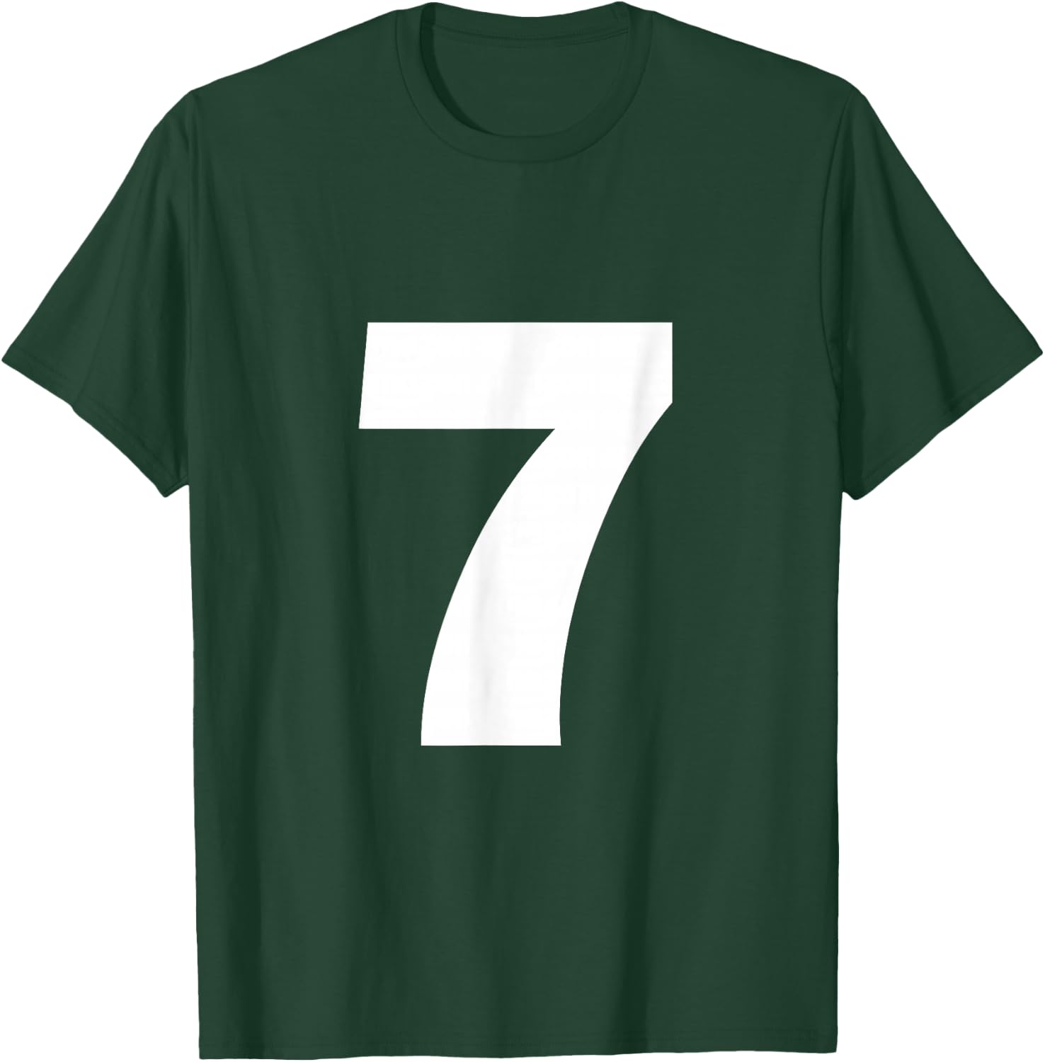 Number 7 Big Bold White Seven Numeral Group T-Shirt - T-Shirt | Forest