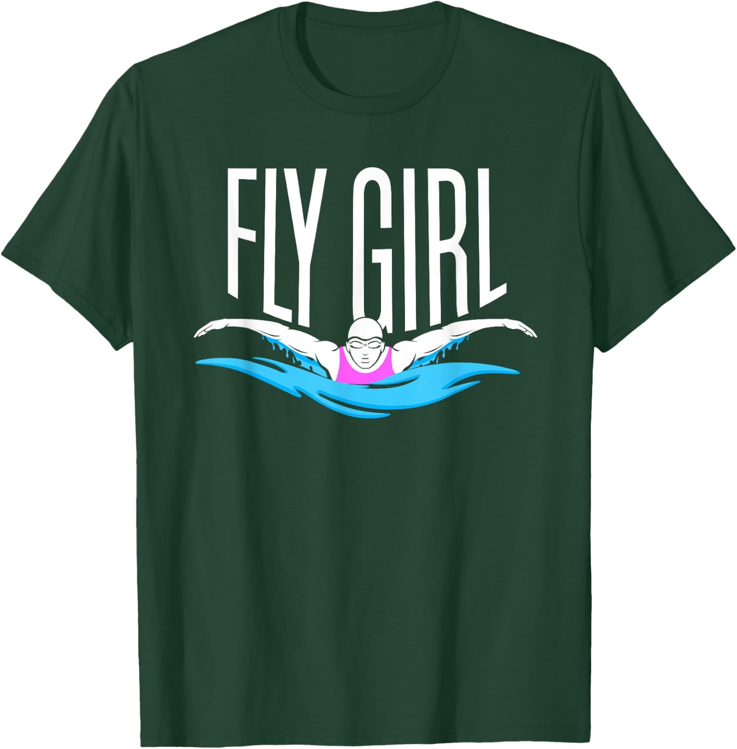 Swimming T Shirt - Butterfly Stroke Girl Swimmer T-Shirt - T-Shirt | Forest