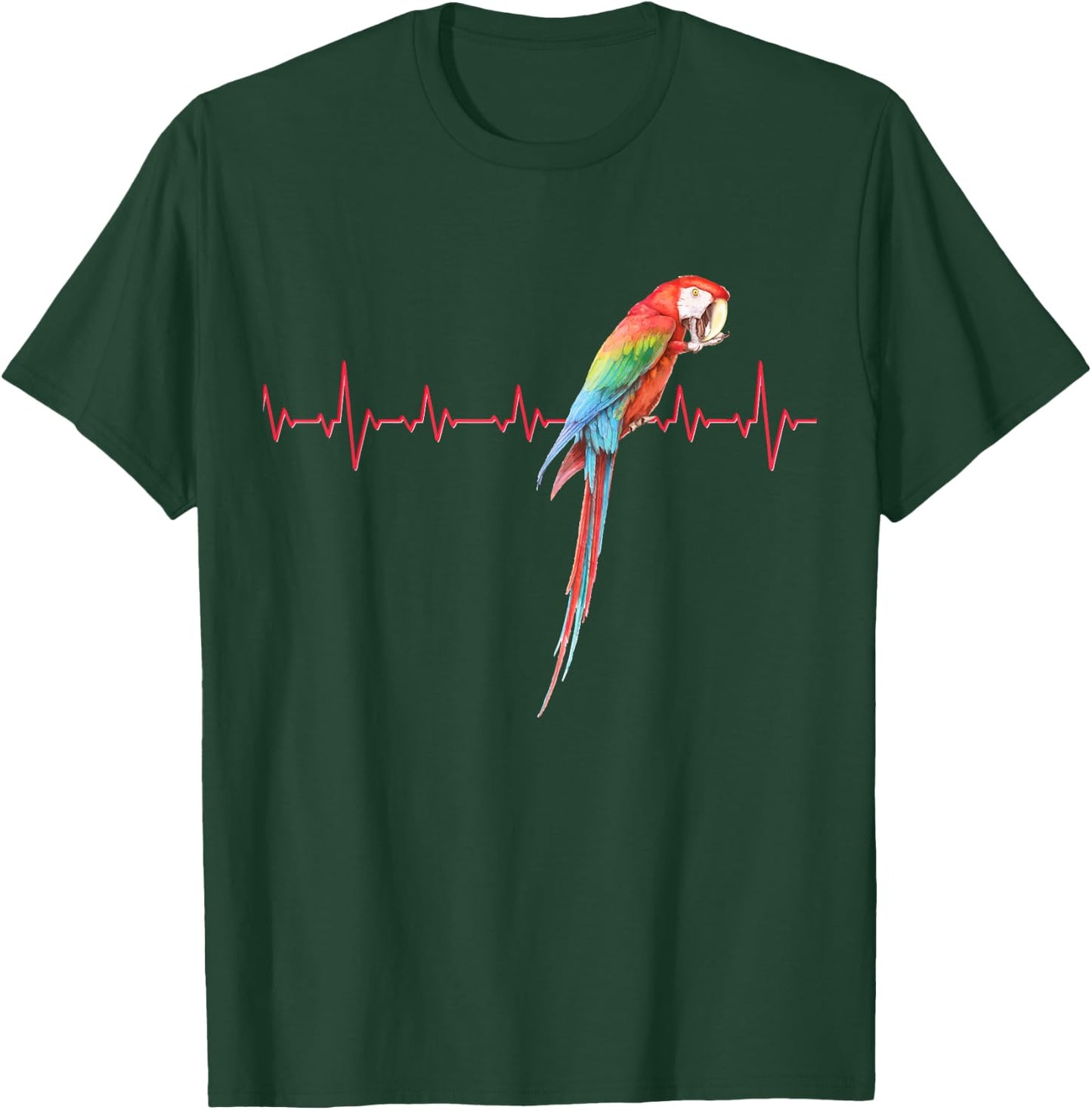 Macaw Heartbeat - Parrot and Macaws Gift T-Shirt - T-Shirt | Forest