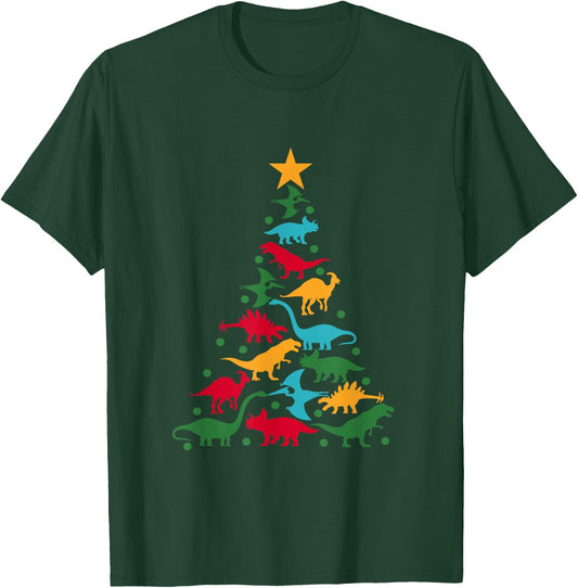 Dinosaur Christmas Tree Dino TRex Funny Dinosaur Xmas T-Shirt - T-Shirt | Forest
