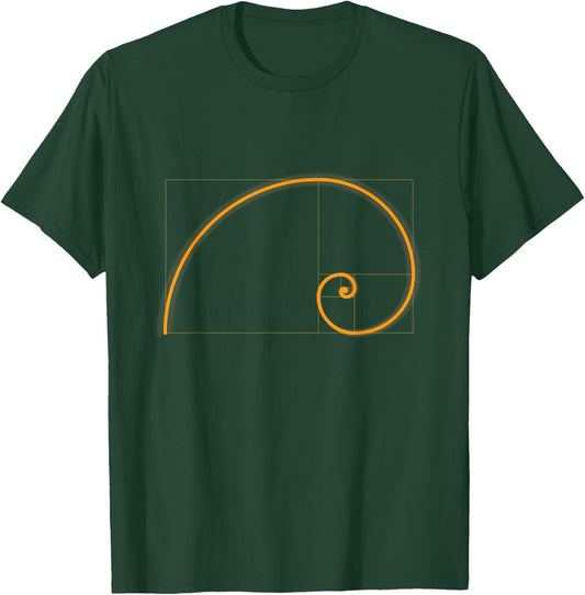 Golden Ratio - Gold Fibonacci Spiral Math Geek T-Shirt - T-Shirt | Forest