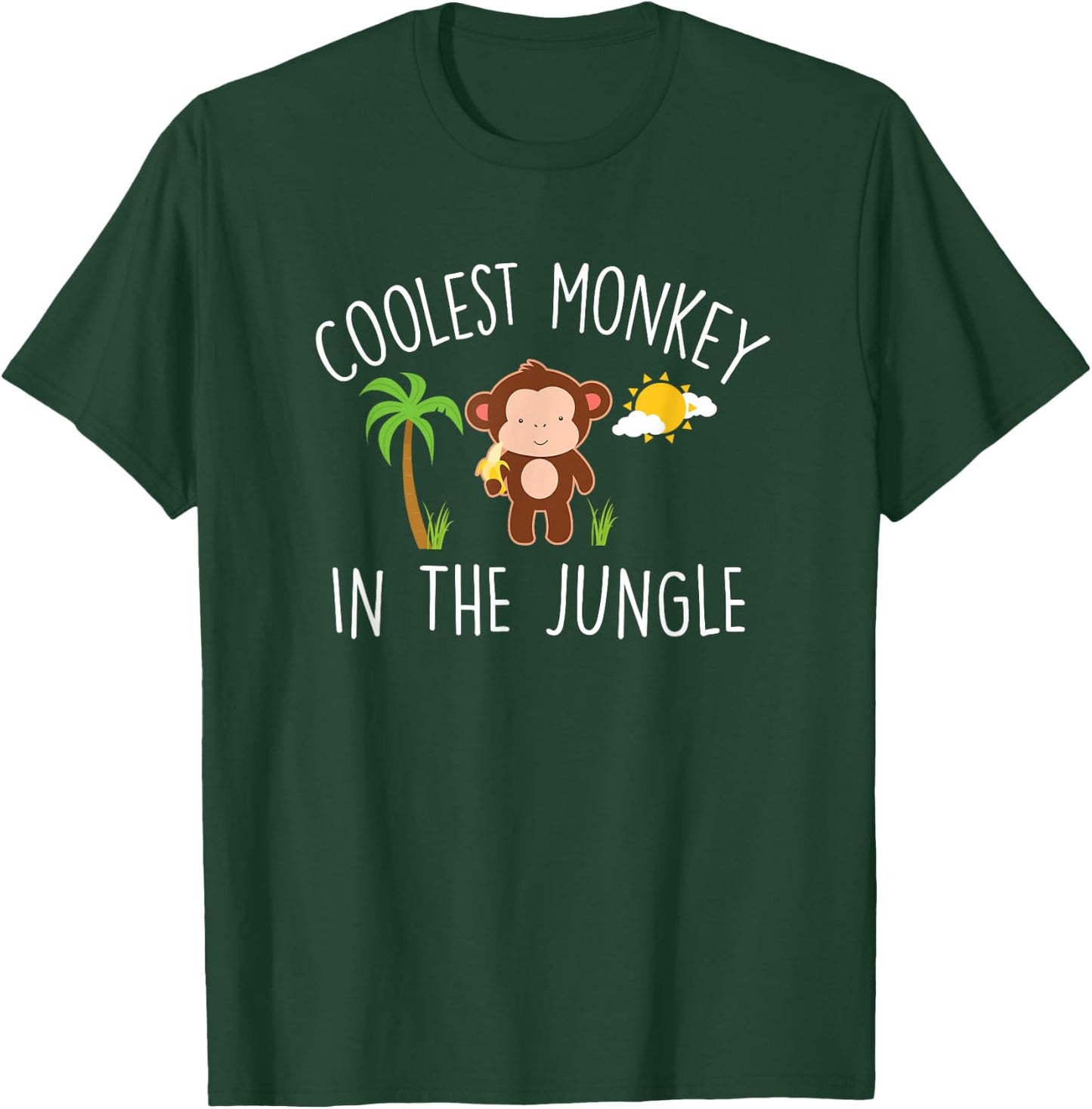 Coolest Monkey in the Jungle Funny Quote Cute Monkey Graphic T-Shirt - T-Shirt | Forest