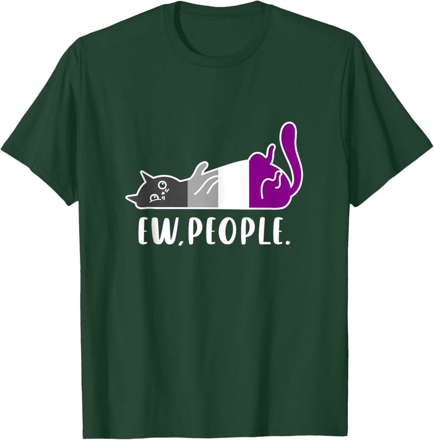 Ace Pride Lazy Cat Ew People Funny Asexual Identity Vibes T-Shirt - T-Shirt | Forest