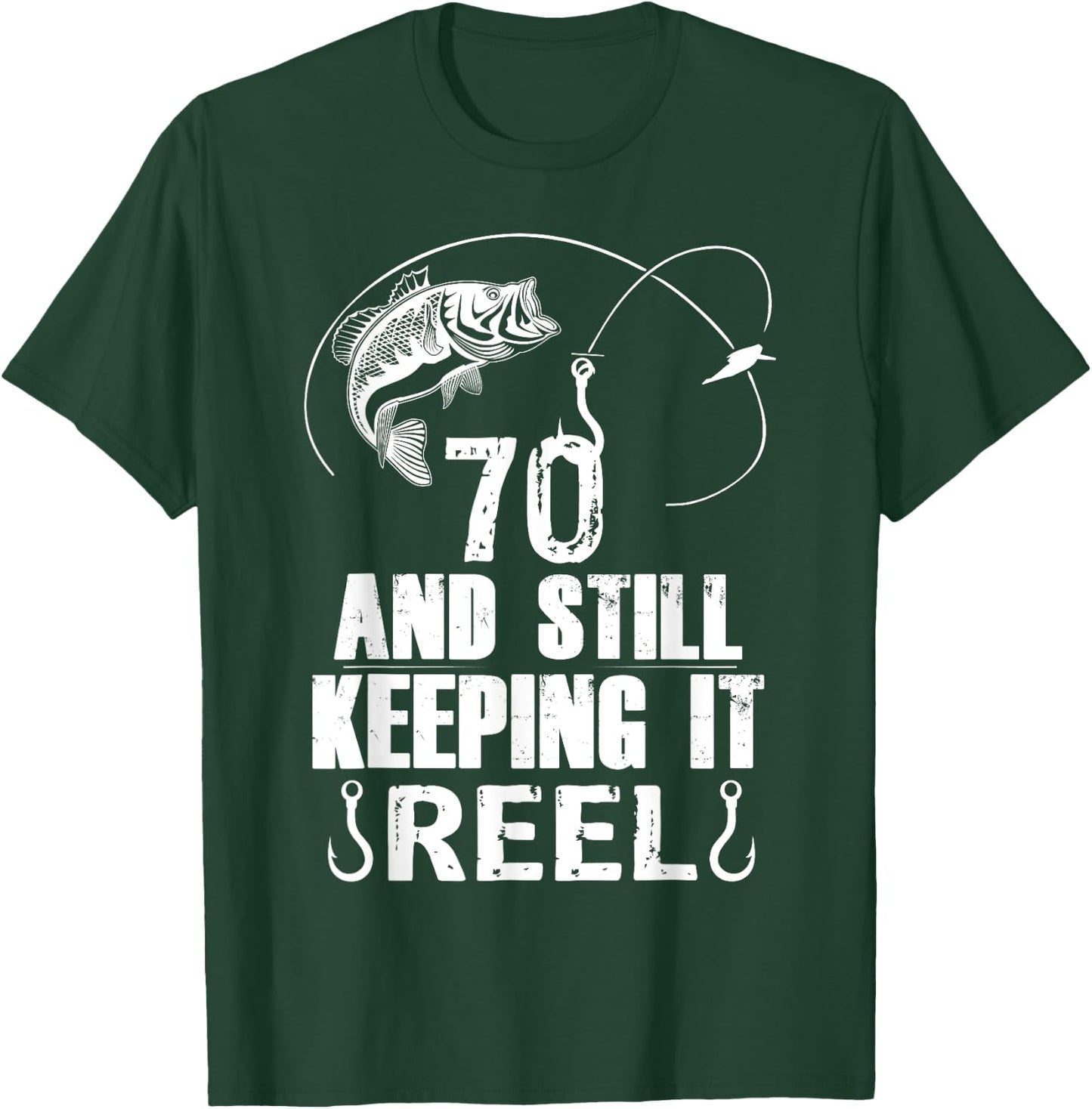 70th Birthday Fishing 70 Years Old Fisherman Gift T-Shirt - T-Shirt | Forest