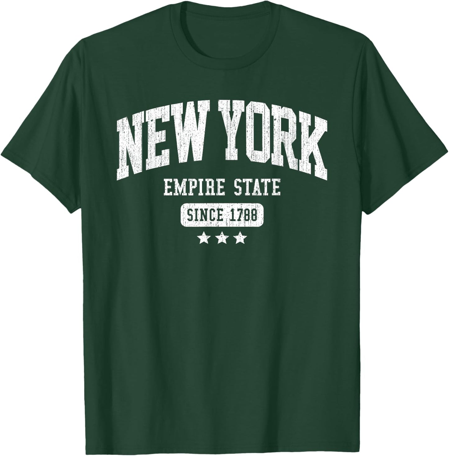 Vintage New York Empire State NYC Weathered White Text T-Shirt - T-Shirt | Forest