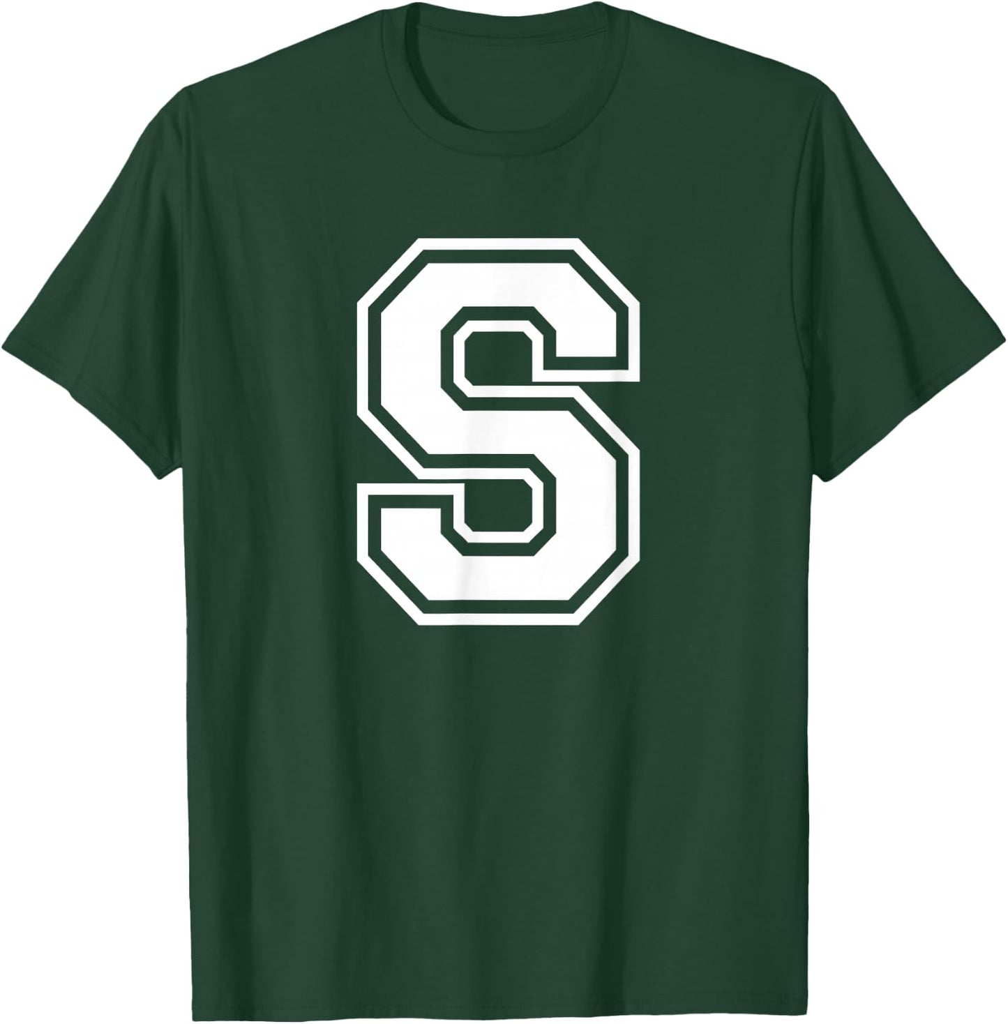 Letter S Name Initial Varsity Alphabet Monogram T-Shirt - T-Shirt | Forest